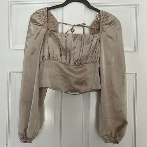 Forever 21 Satin Pintucked Crop Top